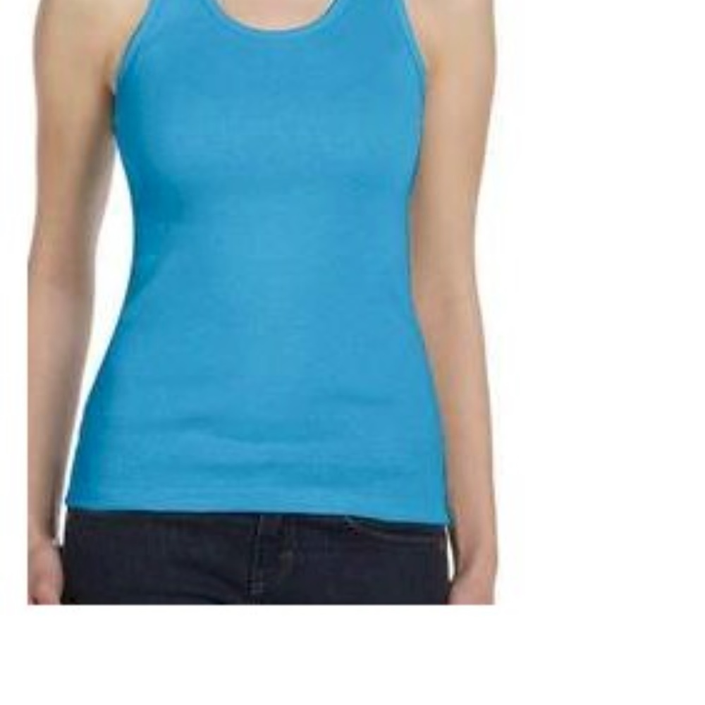 Cotton Ribbed Tank Top Turquise Small New NWT